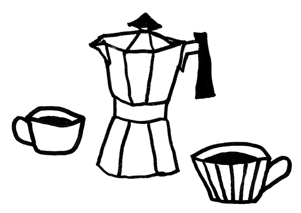 Cafeteira e xícaras